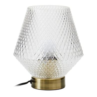 Noble Clear Glass Shade Table Lamp With Gold Metal Base