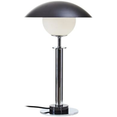 Octavia Black Top Table Lamp With Silver Metal Body And Black Marble Base