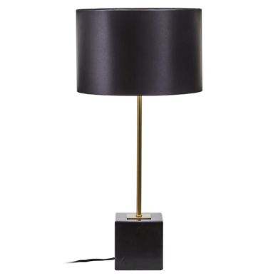 Murdoch Black Linen Shade Table Lamp With Black Marble Base