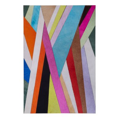 Safira Genuine Leather Striped Wall Art In Multicolour