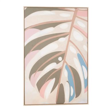 Astratto Canvas Leaf Design Wall Art In Soft Pastel Hues