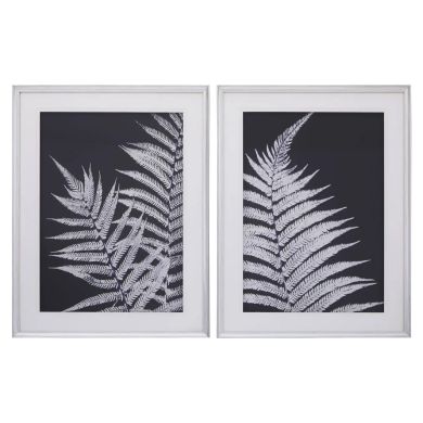 Nason Set Of 2 Leaf Print Wall Art In Deep Black