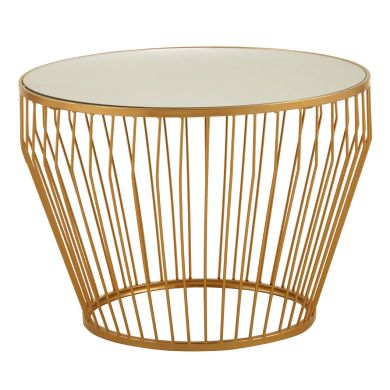 Avantis Mirrored Tapered Design Side Table With Gold Frame
