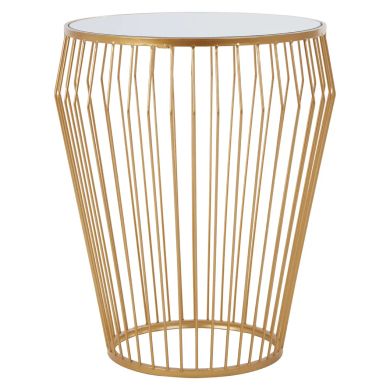 Avantis Round Mirrored Side Table With Gold Polished Frame