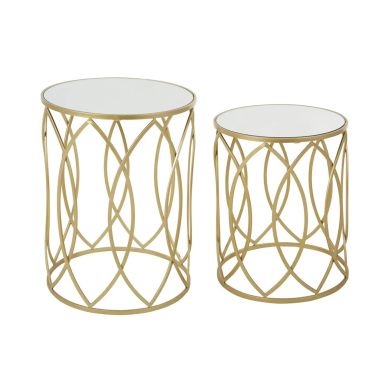 Avantis Mirrored Set Of 2 Side Tables With Champagne Frame
