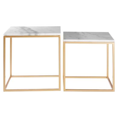 Avantis Set Of 2 Round Side Tables With Black Metal Frame