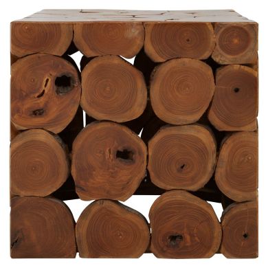 Surak Square Wooden Stool In Brown