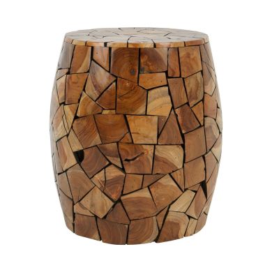 Surak Solid Teak Wood Stool In Brown