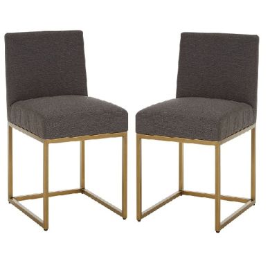 Diamond Muted Grey Fabric Dining Chairs In Pair