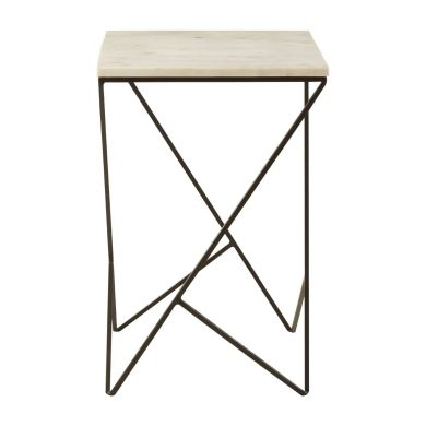 Shalimar Square Marble Top Side Table With Black Metal Frame