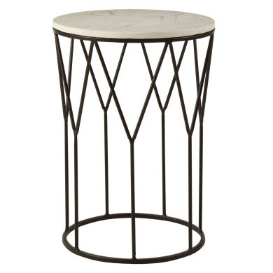 Shalimar Marble Top Side Table With Black Metal Base