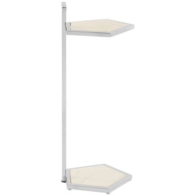 Piermount Pentagonal Porcelain End Table In White And Silver