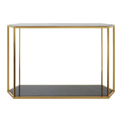 Piermount Marble Console Table In Black High Gloss
