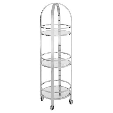 Piermount Clear Glass Shelves Drinks Trolley In Silver Frame