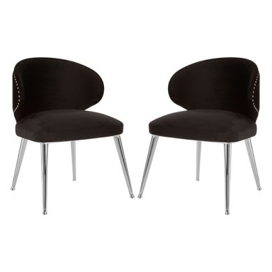 Piermount Black Fabric Dining Chair With Steel Base In Pair