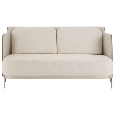 Palmira Fabric 2 Seater Sofa In White With Stainless Steel Frame