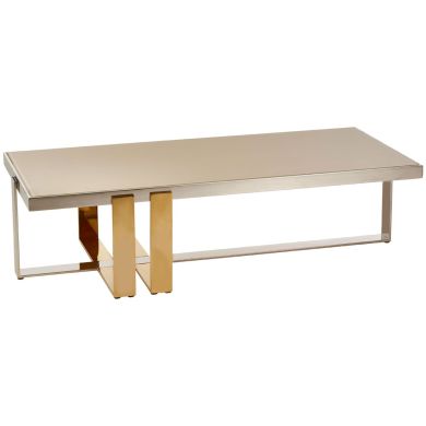 Demas Glass Top Coffee Table With Gold Stainless Steel Frame