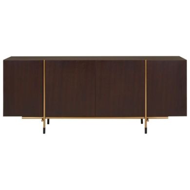 Dudley Wooden Sideboard In Walnut With Gold Stainless Steel Legs