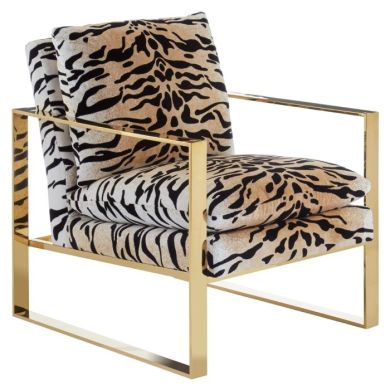 Manhattan Velvet Upholstered Armchair In Tiger Print