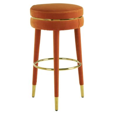 Manhattan Round Velvet Bar Stool In Orange