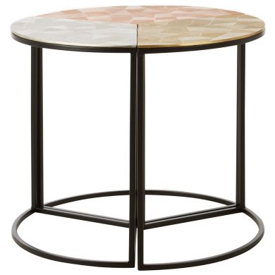 Mirano Round Set Of 3 Aluminium Side Tables In Metallic