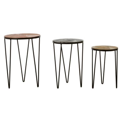Mirano Set Of 3 Aluminium Side Tables With Metal Legs