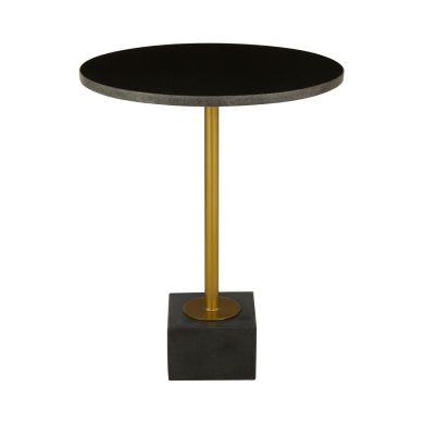 Rabia Black Marble Top Side Table With Steel Base