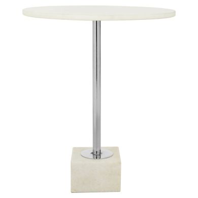 Rabia White Marble Top Side Table With Steel Base