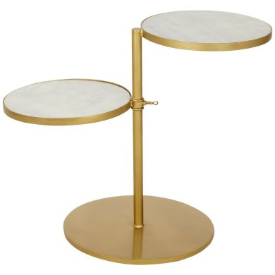 Rabia Side Table With 2 Shelves In Brass Base