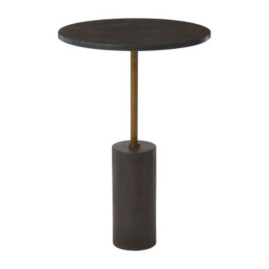 Rany Round Marble Top Side Table In Black