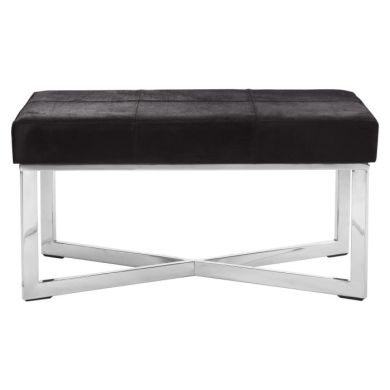 Kensington Townhouse Genuine Leather Seating Bench In Black