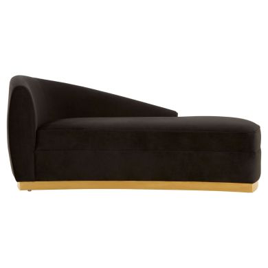 Batix Left Arm Polyester Velvet Chaise Longue Chair In Black