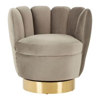 Beauly Velvet Tub Chair In Grey With Gold Stainless Steel Base