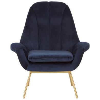 Billi Velvet Upholstered Armchair In Blue