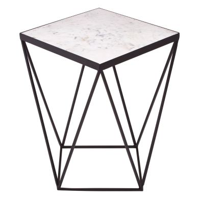 Shalimar Square Marble Top Side Table In Black Metal Frame