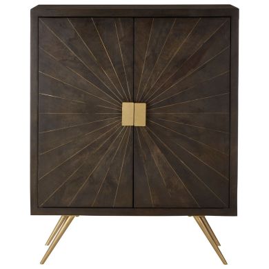 Sagor Wooden Storage Cabinet In Antique Brass With 2 Doors