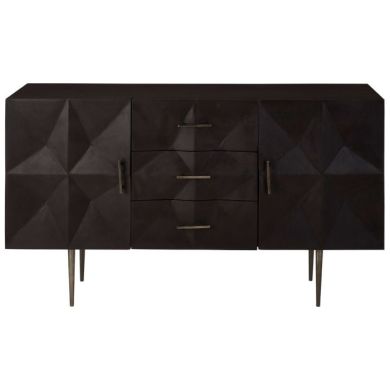 Salford Wooden Sideboard In Black With 2 Doors And 3 Drawers