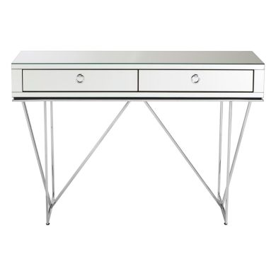 Rovo Wooden Console Table With 2 Drawers In Silver