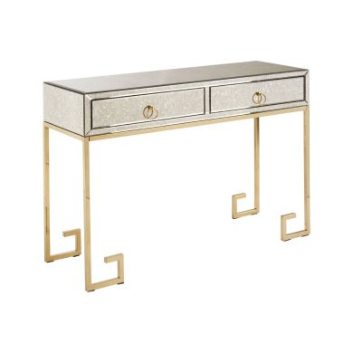 Reiti Glass Top Console Table In Warm Gold
