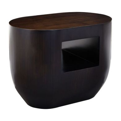Gareth Bamboo Wooden Side Table In Dark Brown