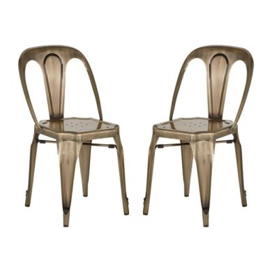 Grange Brass Metal Dining Chairs In Pair