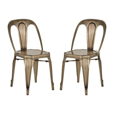 Grange Brass Metal Dining Chairs In Pair