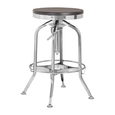 Gator Silver Metallic Bar Stool In Ash With Wooden Seat