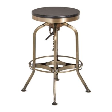 Gator Metallic Bar Stool In Ash With Wooden Seat