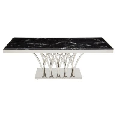 Arenza Black Marble Coffee Table With Silver Base