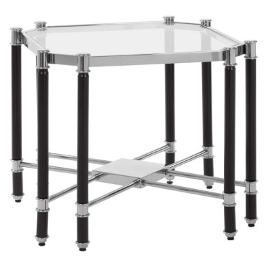 Altay Clear Glass End Table With Silver And Chrome Frame