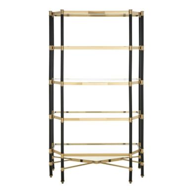 Altay Clear Glass Bookcase With 5 Shelves In Champagne Frame