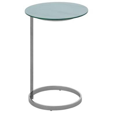 Orton Glass Top End Table With White Marble Effect With Silver Frame