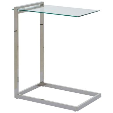 Orton Glass End Table In Clear With Silver Metallic Legs