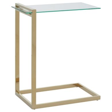 Orton Clear Glass End Table With Gold Stainless Steel Frame